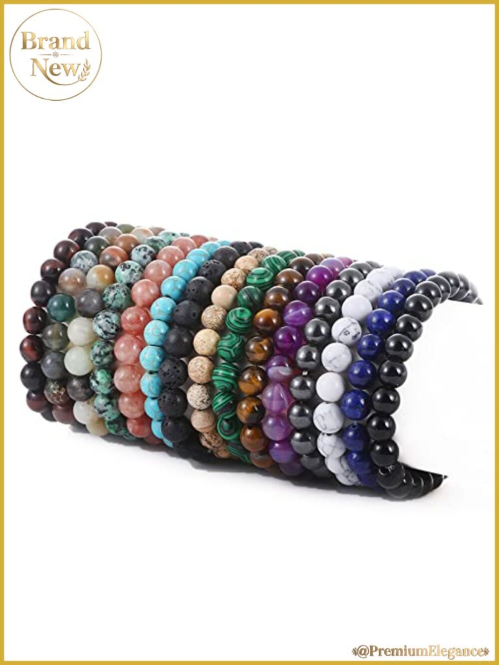 15 PCS 8mm Semi-Precious Gemstone Stretch Bracelets Unisex